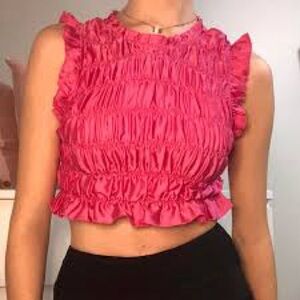 Zara Pink Ruched Crop Top